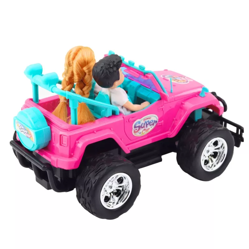 LEAN TOYS kauko-ohjattava off-road-auto nuken kanssa pinkki 1:16
