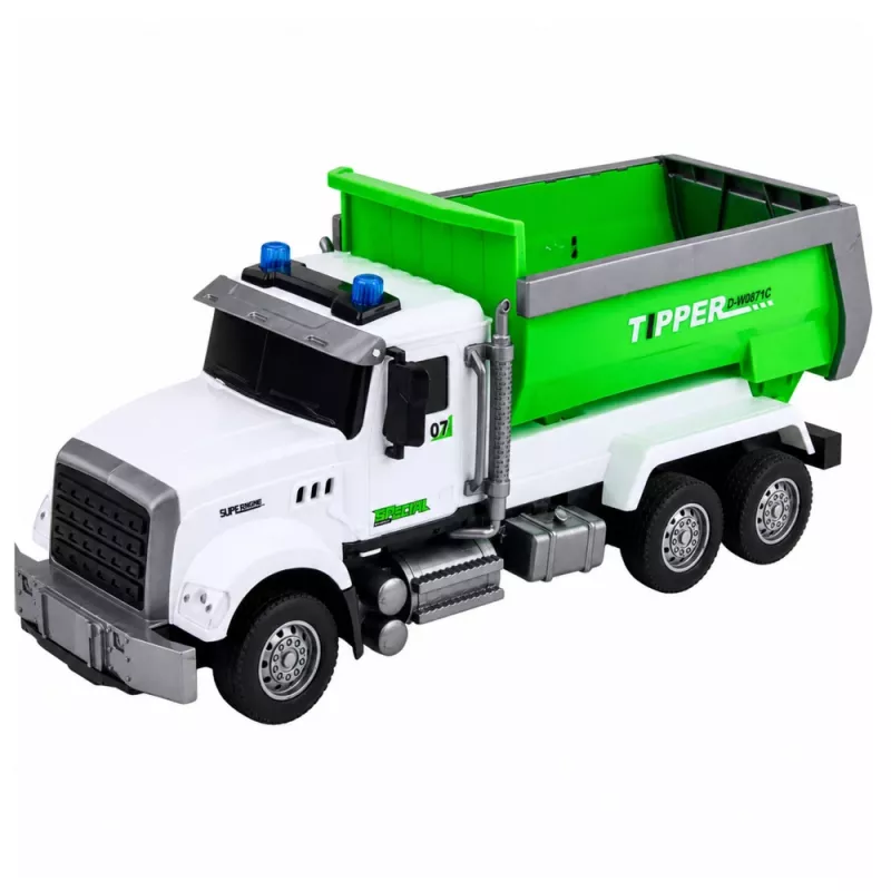LEAN TOYS kauko-ohjattava RC-kippiauto liikkuvalla lavalla vihreä 1:14