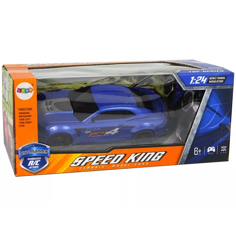 LEAN TOYS Kaukosäädettävä urheiluauto 1:24 Racing sininen sävytetyt ikkunat