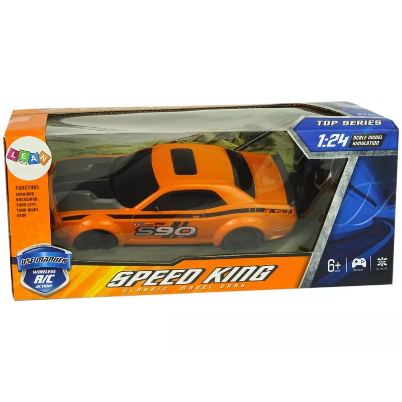 LEAN TOYS Kaukosäädettävä urheiluauto 1:24 Racing oranssi 27 MHz ohjain