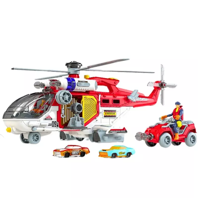 LEAN TOYS pelastushelikopteri monitoimilisävarusteet valo- ja äänitehosteilla
