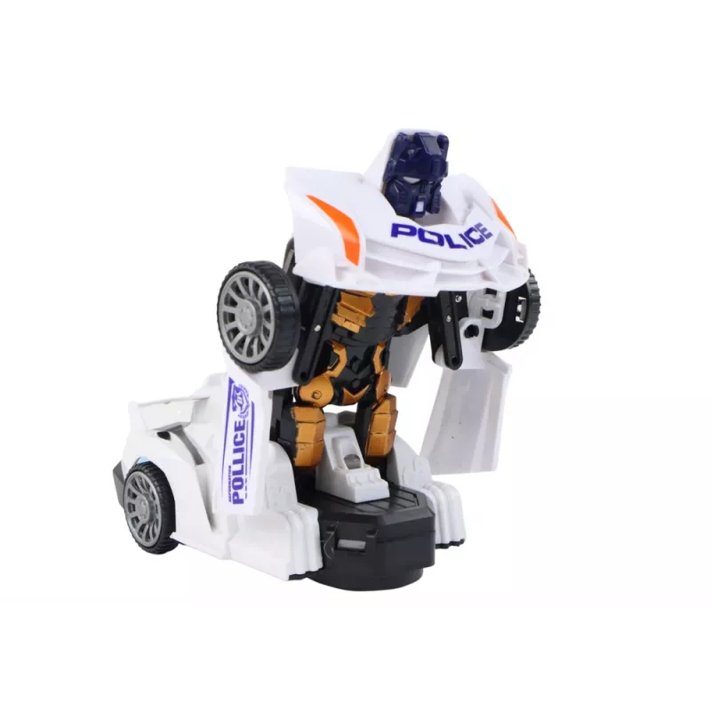 LEAN TOYS robottiauto poliisi valkoinen 2in1 muunnos