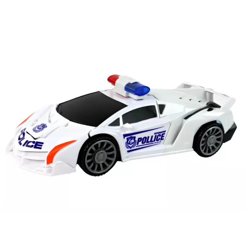 LEAN TOYS robottiauto poliisi valkoinen 2in1 muunnos