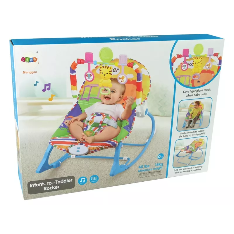 LEAN TOYS kiikkutuoli 2in1 sininen tiikeri äänet värinä