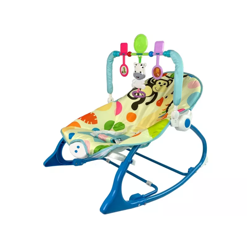 LEAN TOYS kiikkutuoli 2in1 sininen seepra äänet värinä