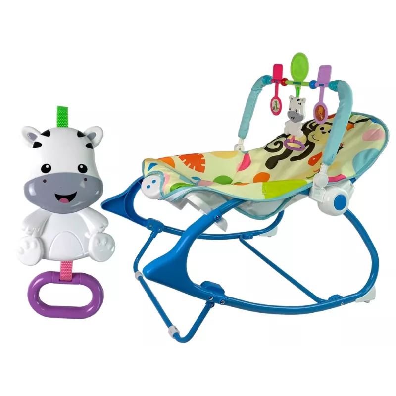 LEAN TOYS kiikkutuoli 2in1 sininen seepra äänet värinä