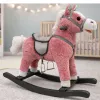LEAN TOYS Keinuhevonen satulalla, jalkakeinulla, äänillä, vaaleanpunainen, 74 cm