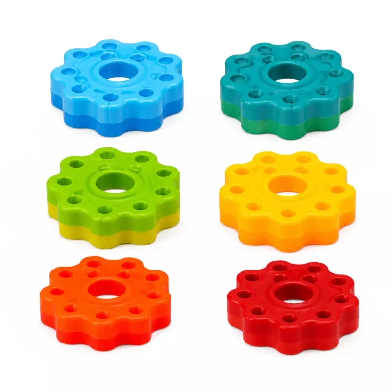 LEAN TOYS pyörivä pyramiditorni lajittelulelu sateenkaari palapeli 36cm 6 osaa