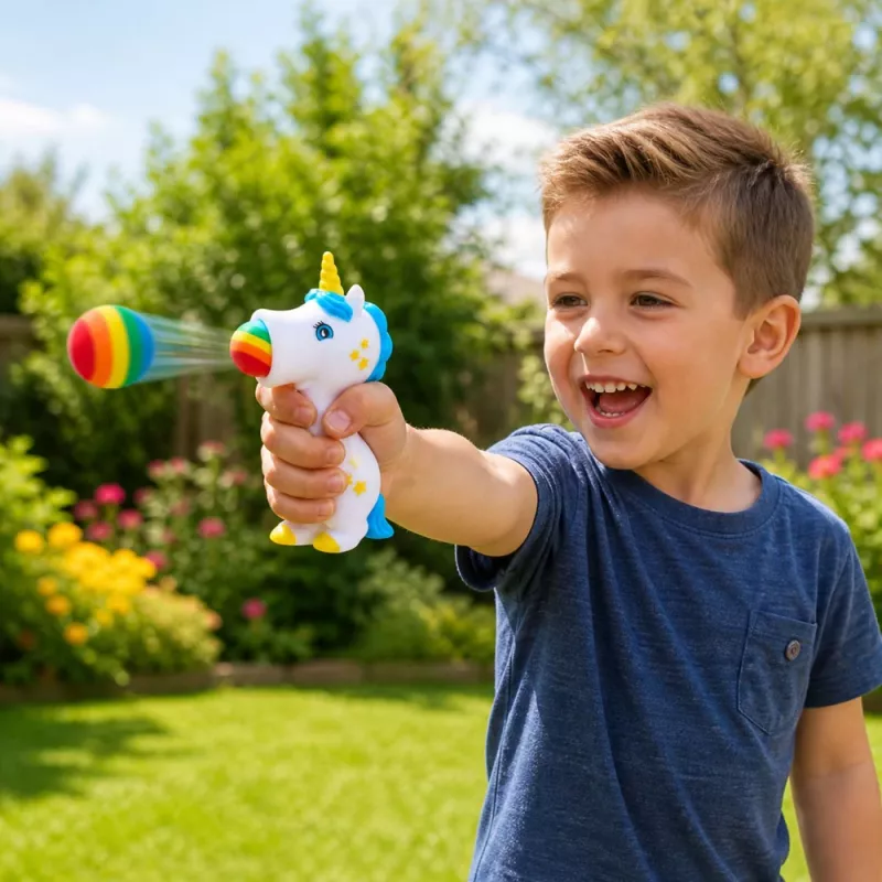 LEAN TOYS kumipalloammunta yksisarvinen ammuin lapsille 5 palloa