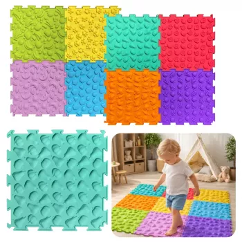 LEAN TOYS sensorinen polku palapelilaatat erilaisia rakenteita värikäs 24,5 cm 10 kpl