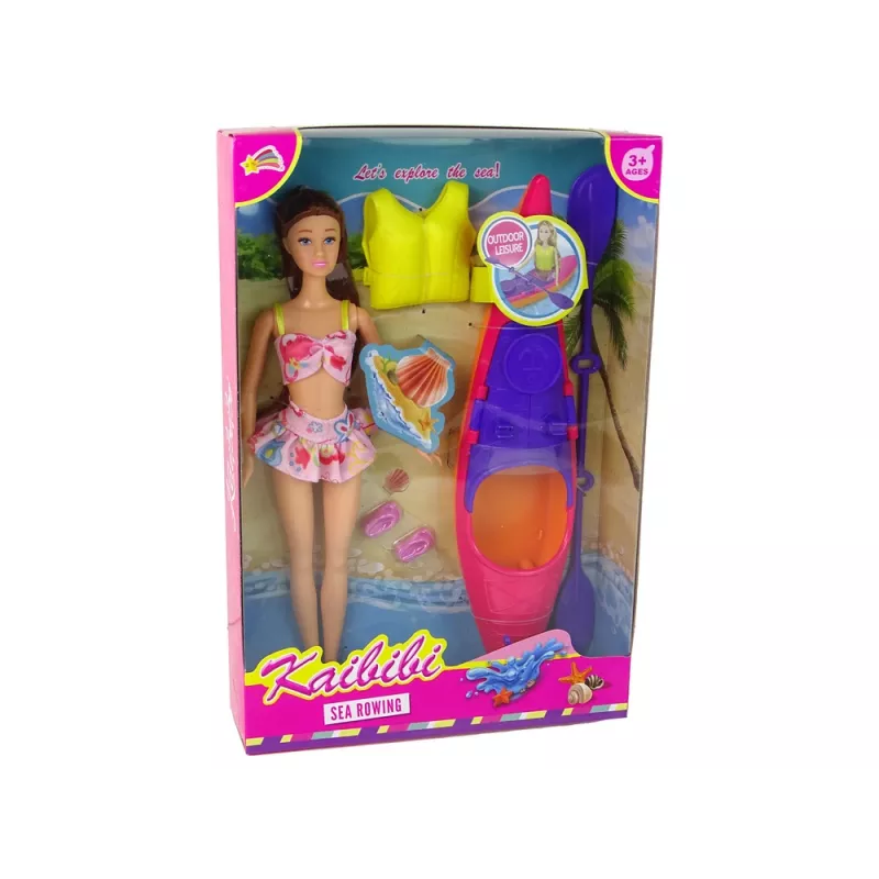 LEAN TOYS setti nuken tarvikkeet kajakki vaaleanpunainen