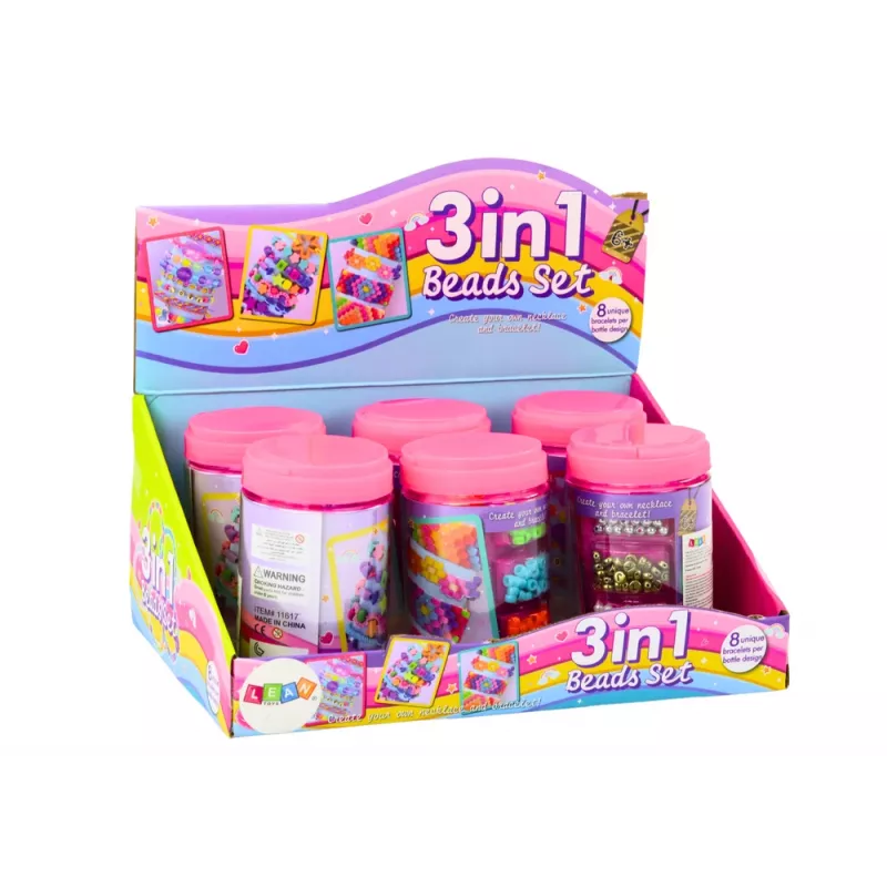 LEAN TOYS Helmisarja purkissa korujen valmistukseen 3in1