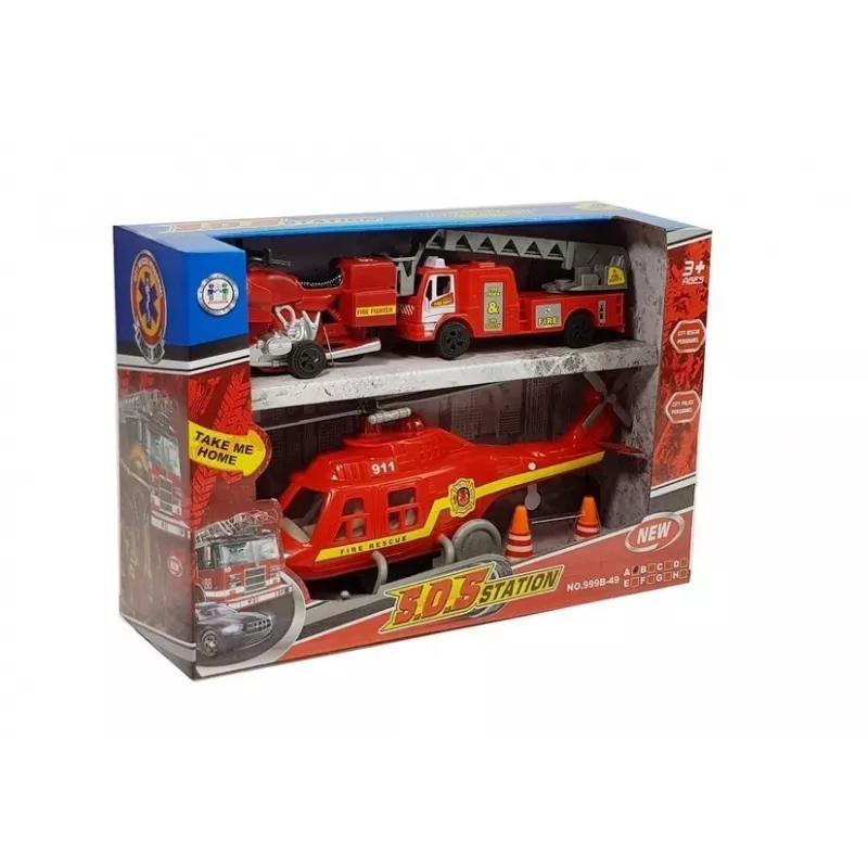 LEAN TOYS setti paloautot helikopteri moottori valo äänet