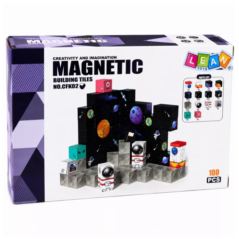 LEAN TOYS magneettisten rakennuspalikoiden sarja kuutiot Pixels 3D Space 100 kpl