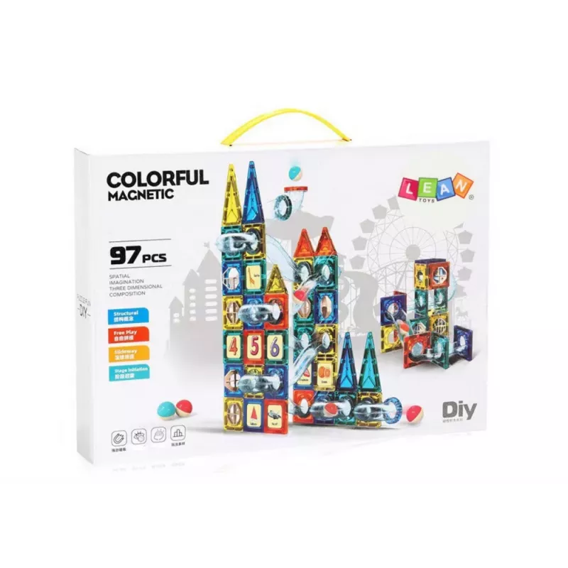 LEAN TOYS liukusarja palloille magneettipalikat 168 osaa