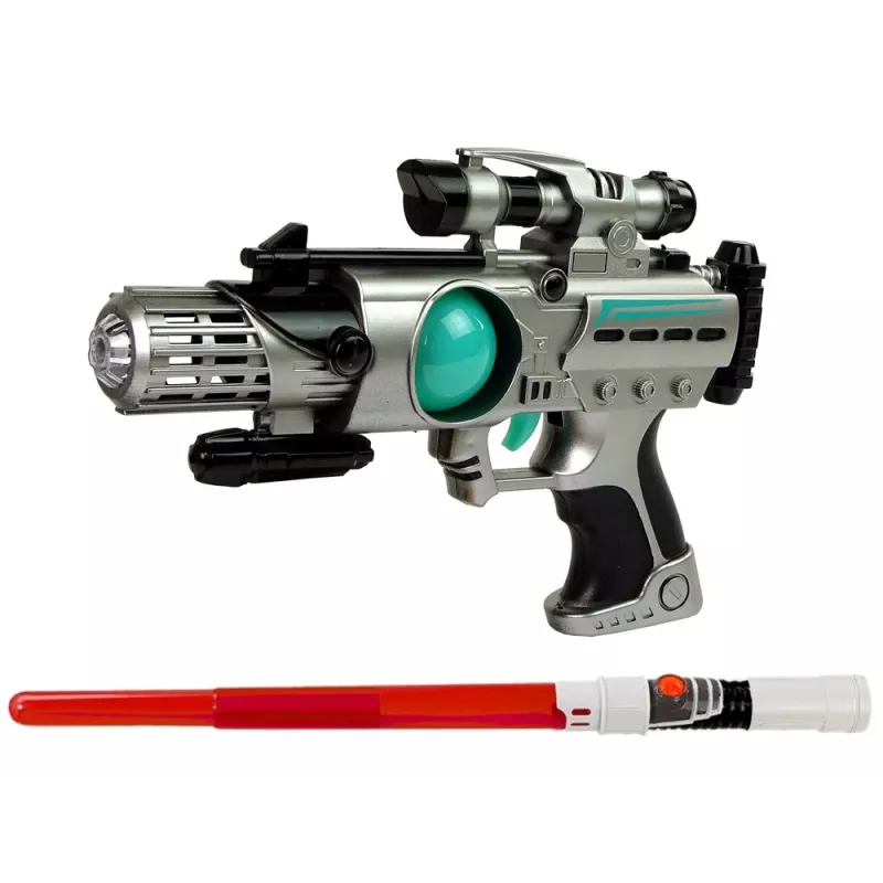 LEAN TOYS Space Warrior setti laserase valosapeli käsiraudat kiekonheittäjä