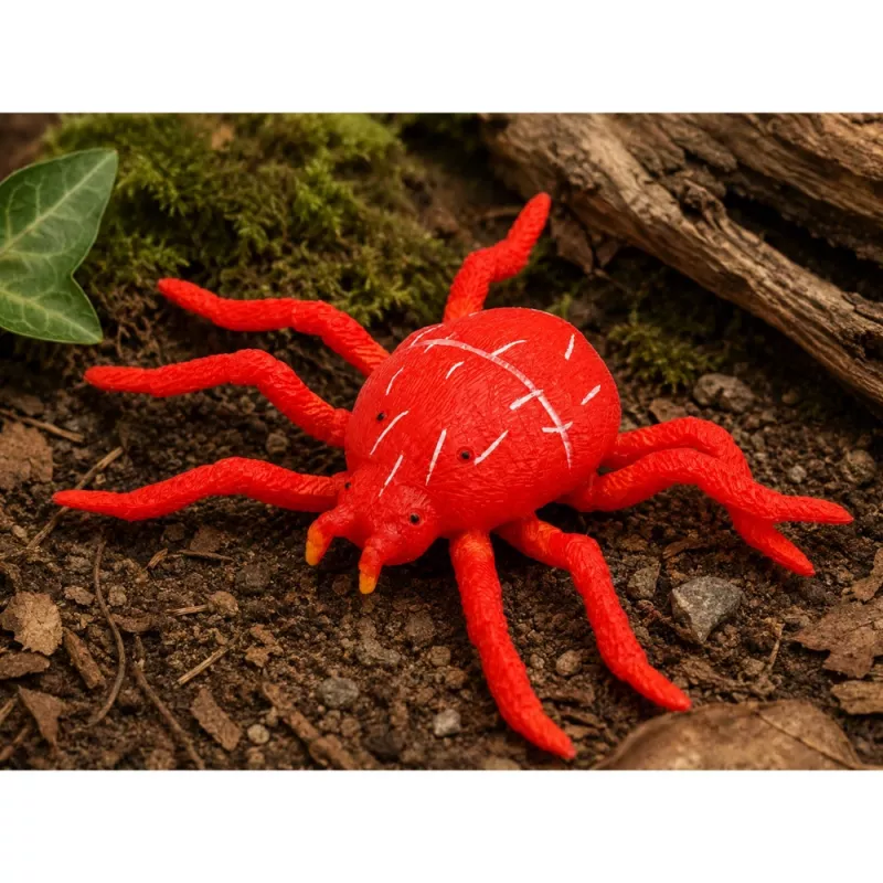 LEAN TOYS hämähäkki punainen kumihahmo venyvä realistinen 12 cm