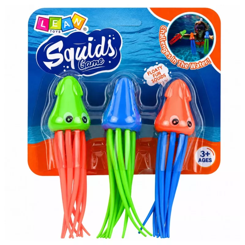 LEAN TOYS sukelluslelu mustekala meduusa lapsille allas kylpy 3 kpl:n sarja