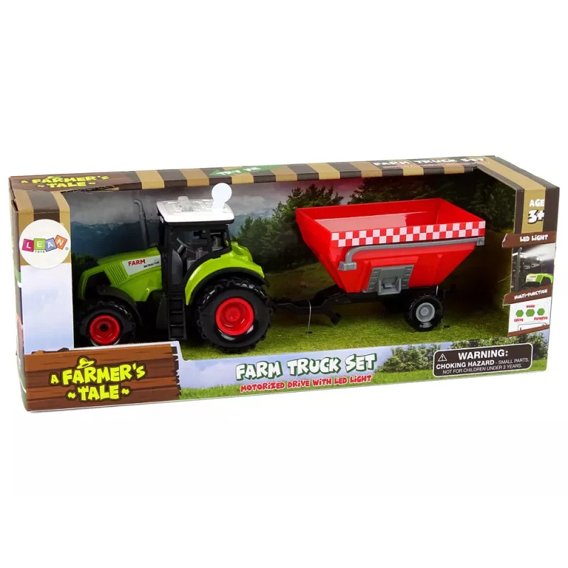 LEAN TOYS traktori maatila irrotettava viljaperävaunu ääni vihreä