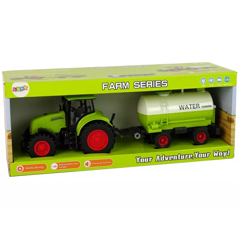 LEAN TOYS traktori isolla perävaunulla Green Farm