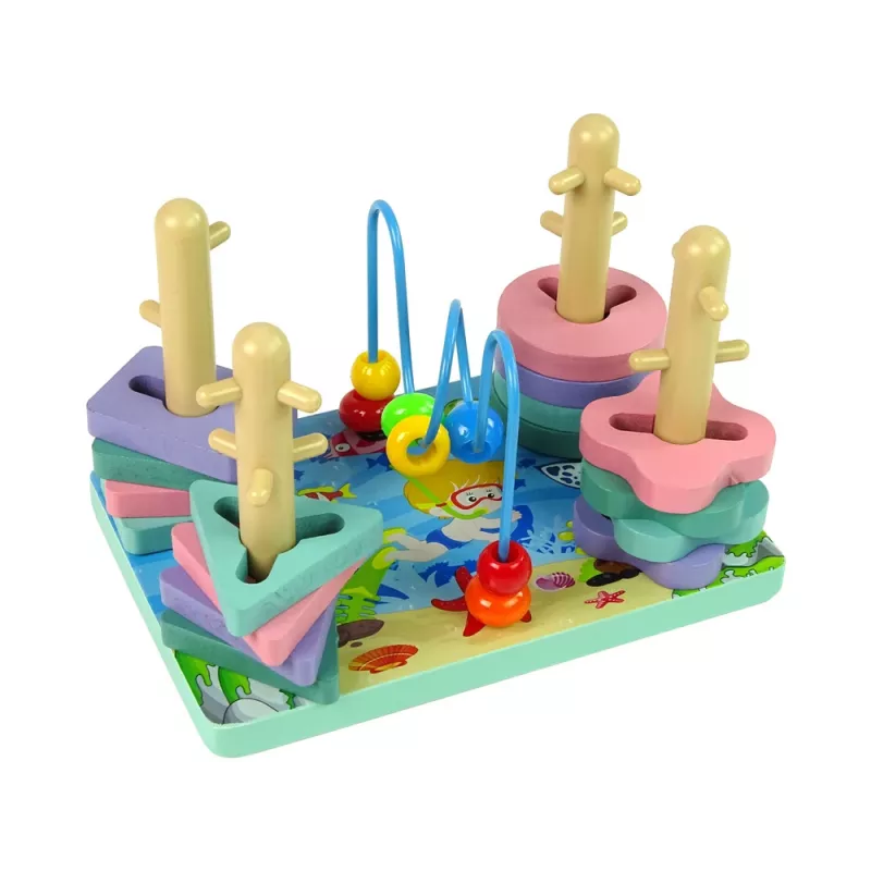 LEAN TOYS Puupalikat lajittelija merimaailma opettavaiset helmet