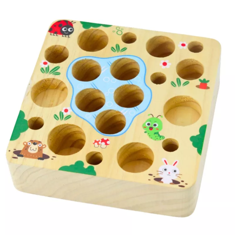 LEAN TOYS puinen porkkana-kastemato-tanko-magneettipeli