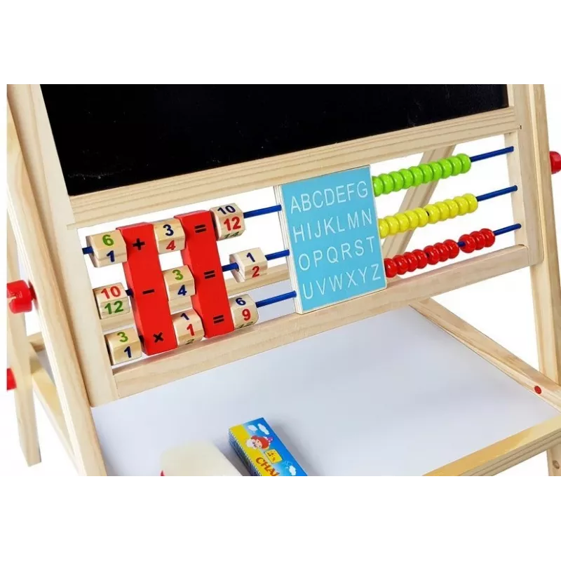 LEAN TOYS puutaulu helmitaululla, kellolla, numeroilla ja magneetilla