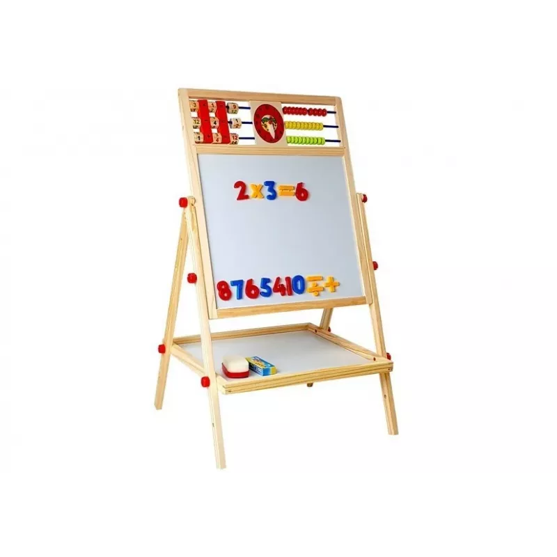 LEAN TOYS puutaulu helmitaululla, kellolla, numeroilla ja magneetilla