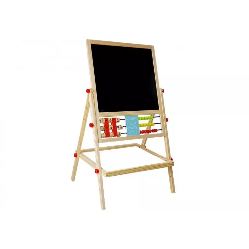 LEAN TOYS puutaulu helmitaululla, kellolla, numeroilla ja magneetilla