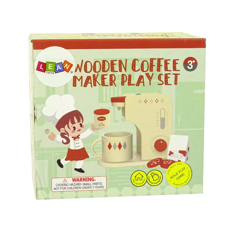 LEAN TOYS Puinen kahvinkeitinlisävaruste keittiö lapset