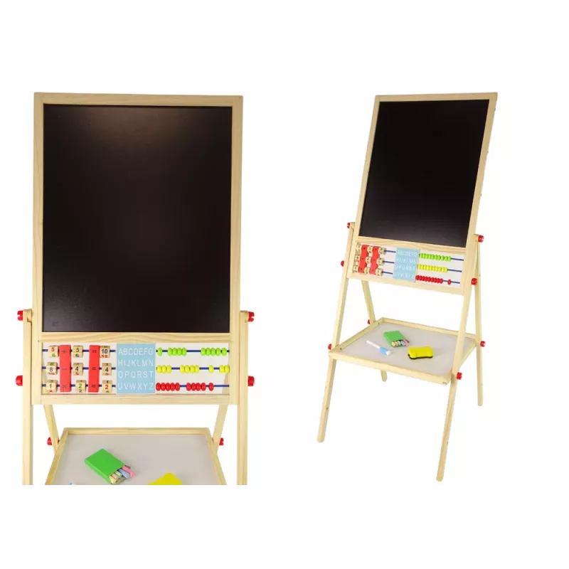LEAN TOYS puinen oppimistaulu 2in1 magneetti-liitutaulu tarvikkeilla laskutaulu kertolasku aakkoset