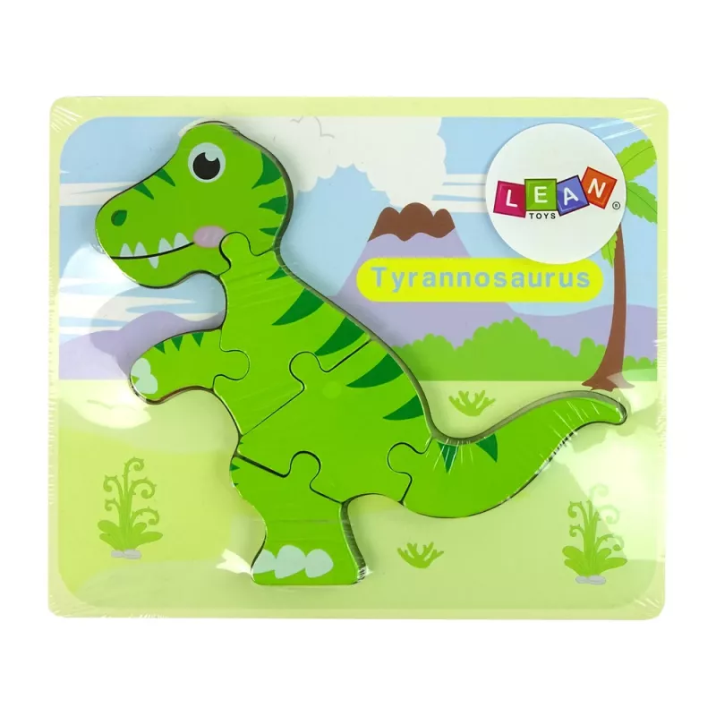 LEAN TOYS Puinen Isanosaurus vihreä dinosauruspalapeli