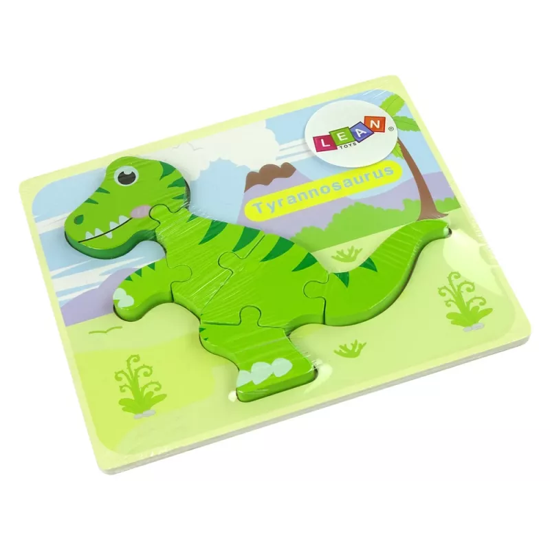 LEAN TOYS Puinen Isanosaurus vihreä dinosauruspalapeli