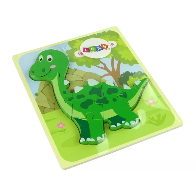 LEAN TOYS Puinen Isanosaurus vihreä dinosauruspalapeli