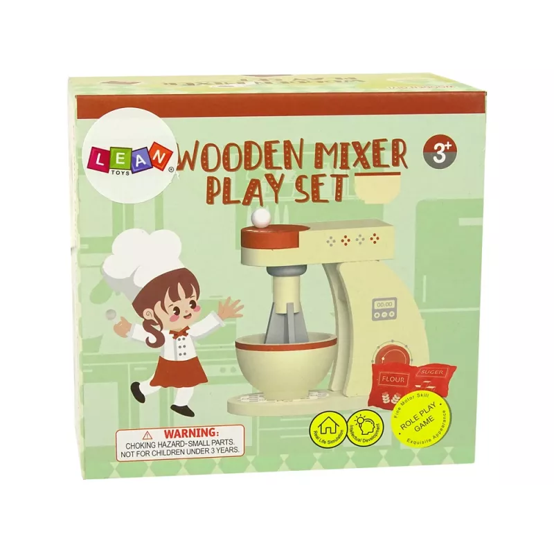LEAN TOYS Puinen keittiörobotti-tehosekoitinlisävaruste lapsille