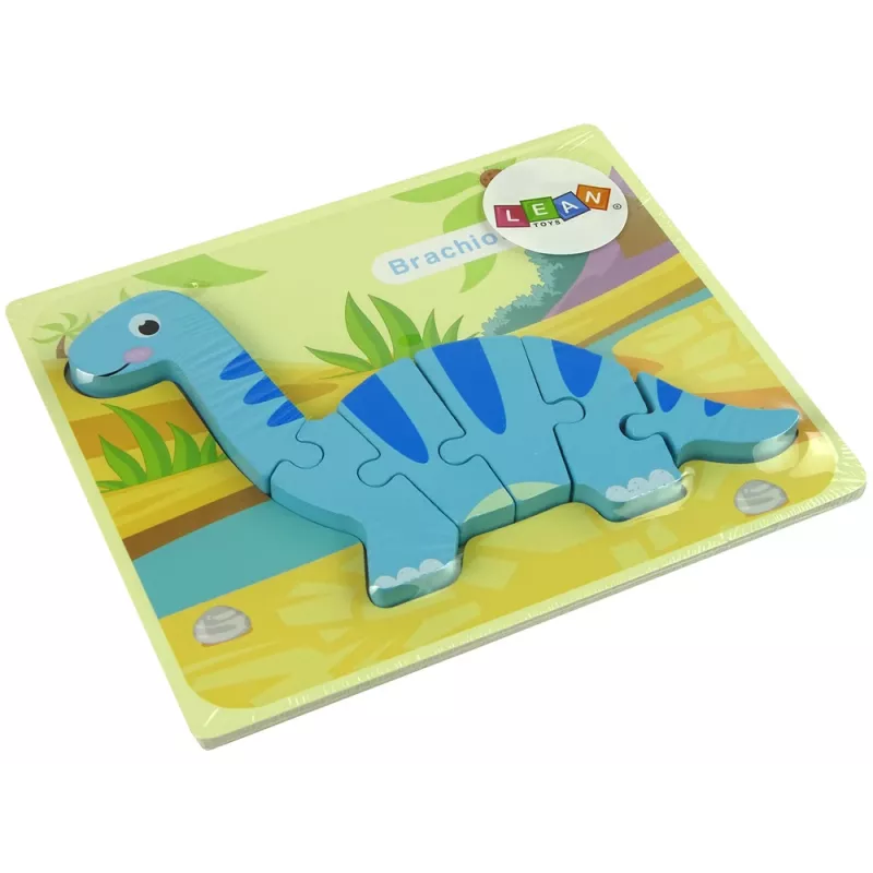 LEAN TOYS Puupalapeli dinosaurus Brachiosaurus sininen