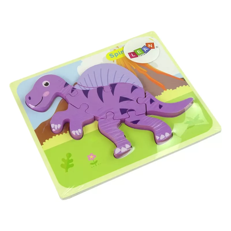 LEAN TOYS Puupalapeli dinosaurus Corythosaurus pinkki Spinosaurus violetti
