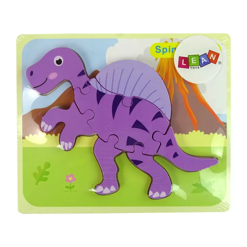 LEAN TOYS Puupalapeli dinosaurus Corythosaurus pinkki Spinosaurus violetti