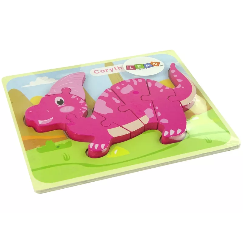 LEAN TOYS Puupalapeli dinosaurus Corythosaurus pinkki Spinosaurus violetti