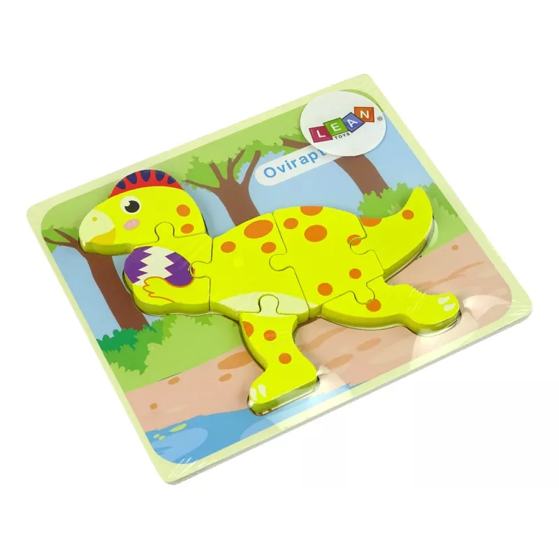 LEAN TOYS Puupalapeli dinosaurus Stegosaurus keltainen