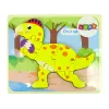 LEAN TOYS Puupalapeli dinosaurus Stegosaurus keltainen