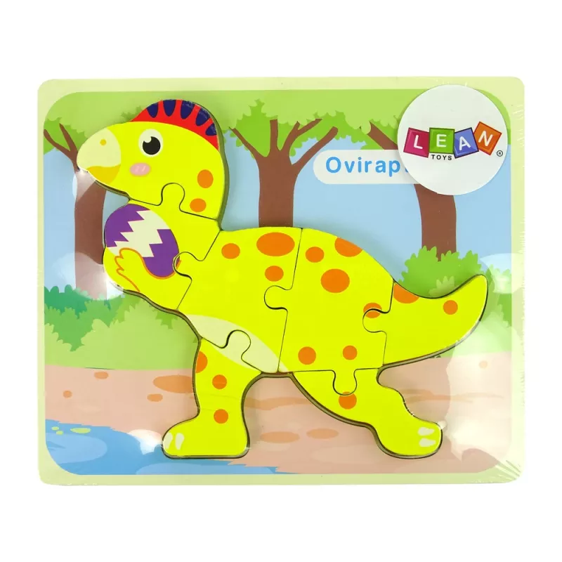 LEAN TOYS Puupalapeli dinosaurus Stegosaurus keltainen