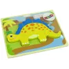 LEAN TOYS Puupalapeli dinosaurus Stegosaurus keltainen