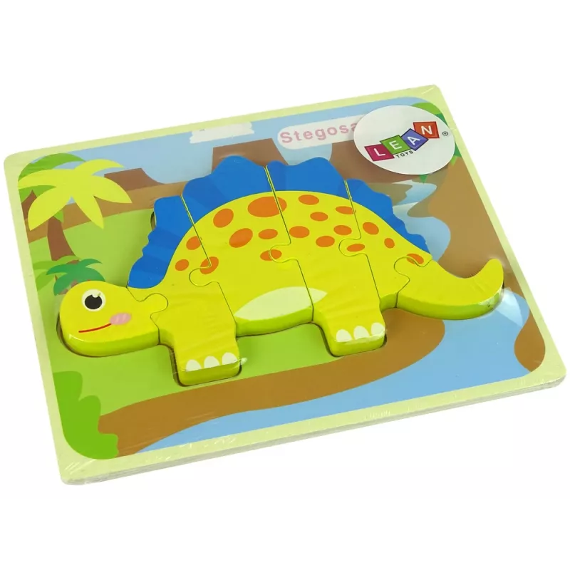 LEAN TOYS Puupalapeli dinosaurus Stegosaurus keltainen