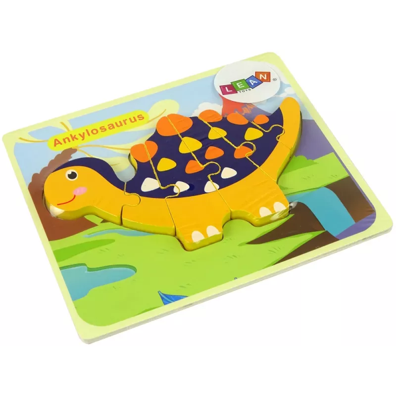 LEAN TOYS Puupalapeli dinosaurus Triceratops Ankylosaurus oranssi