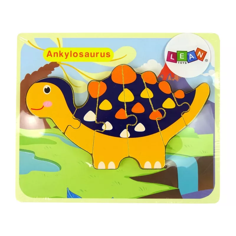 LEAN TOYS Puupalapeli dinosaurus Triceratops Ankylosaurus oranssi