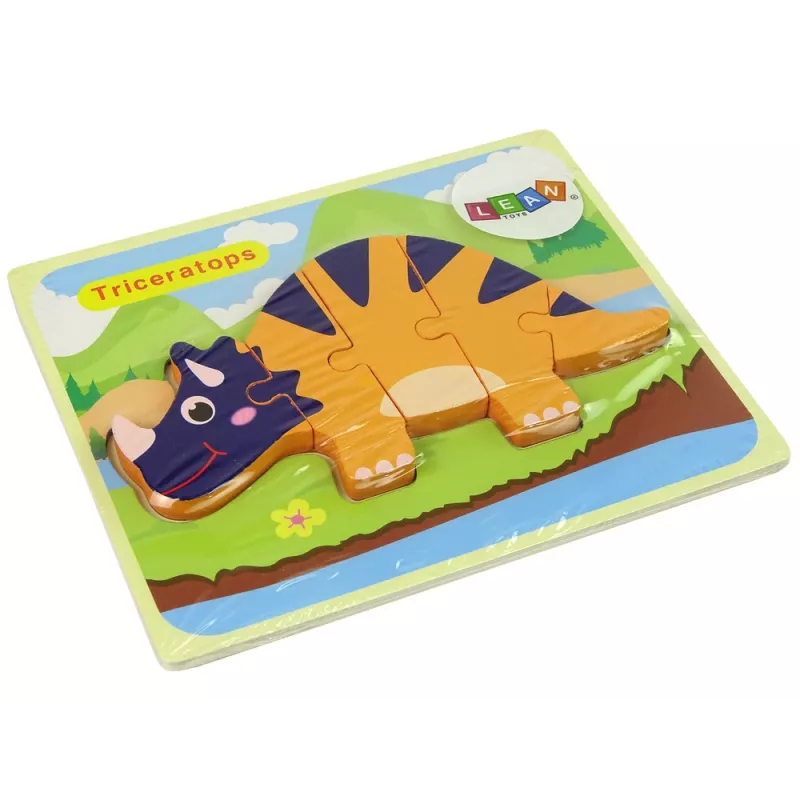 LEAN TOYS Puupalapeli dinosaurus Triceratops Ankylosaurus oranssi