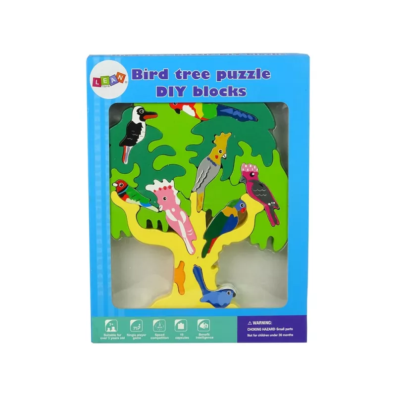LEAN TOYS puinen puu linnut papukaijat tee-se-itse puinen palapeli palikat