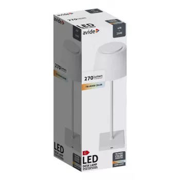 Avide LED-pöytävalaisin, USB, 4 W, 3-portainen valonväri, valkoinen
