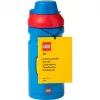 LEGO Iconic juomapullo 390 ml sininen silikonikaatonokalla ja puoliläpinäkyvällä kannella